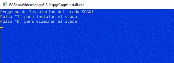 Ventana de MS2 en la que se muestran las opciones para instalar el servicio del SCADA SPGN