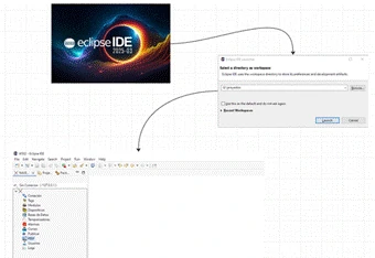 Proceso de incio de eclipse en el que nos pregunta por un workspace