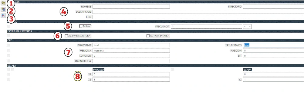 Parte de detalle de tag con los apartados indicados en la lista de arriba