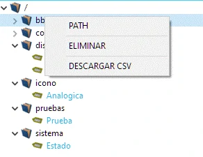 Menu desplegable al pulsar con el boton derecho en un directorio