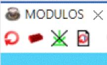 Vista de la barra de Herramientas de los módulos con las tres herramientas disponibles